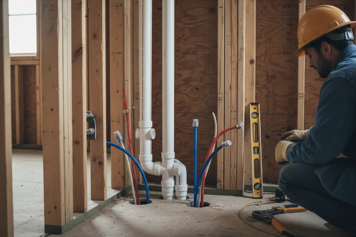 Drain and supply rough-in during Leak Detection in Taylor